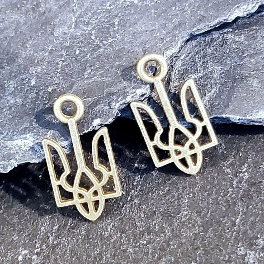 Bronze Ukraine National Emblem Ukrainian Symbol 18x9mm Charms Pendants 10 pcs